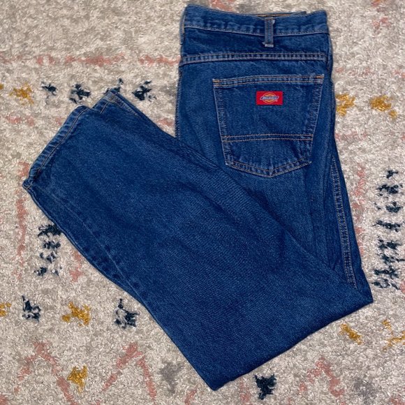 VINTAGE STYLE Dark Blue Dickies Regular Fit Denim Jeans - Picture 1 of 10